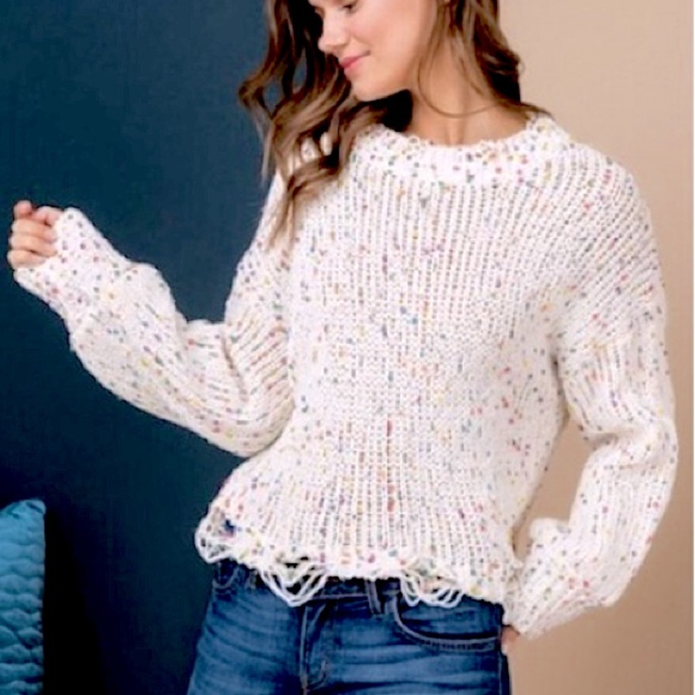 Anthropologie Wanna Have Fun Confetti 1.4.3 Story Sweater